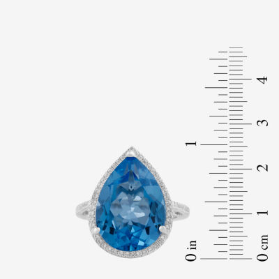 Womens Gemstone Sterling Silver Pear Cocktail Ring