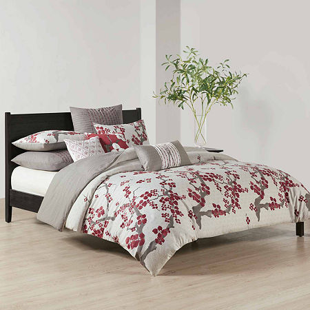 N Natori Cherry Blossom Euro Sham, One Size, Gray