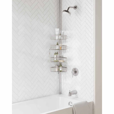 Zenna Home 4 Tier Stainless Steel Tension Pole Shower Caddy