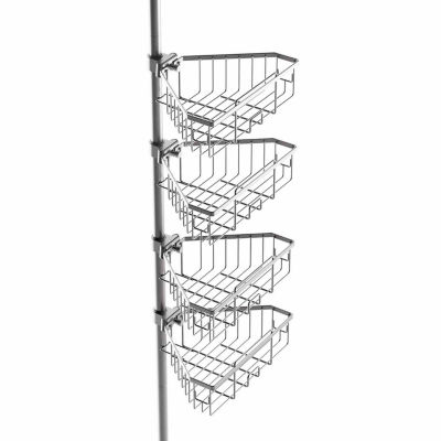 Zenna Home 4 Tier Stainless Steel Tension Pole Shower Caddy
