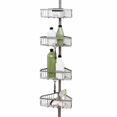 Zenna Home 4 Tier Stainless Steel Tension Pole Shower Caddy
