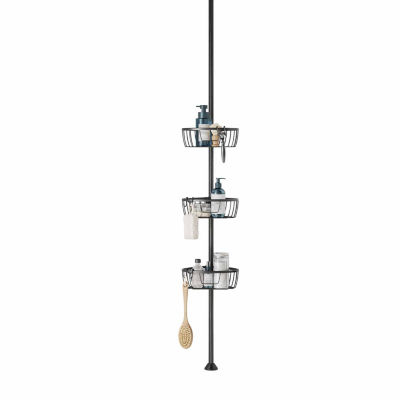 Zenna Home 3 Tier Aluminum Black Tension Pole Shower Caddy