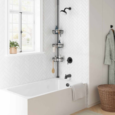 Zenna Home 3 Tier Aluminum Black Tension Pole Shower Caddy