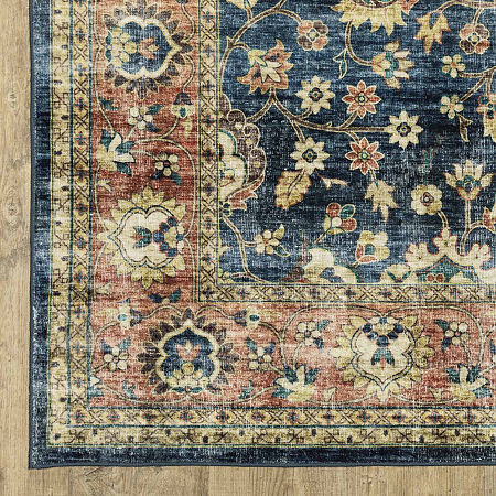 Covington Home Savannah Vintage Bordered Indoor Rectangular Area Rug, One Size, Blue