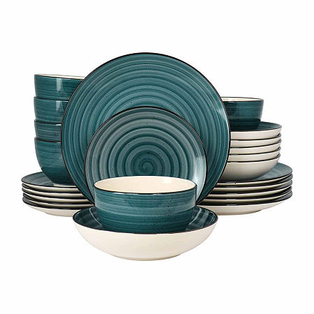 Elama Gia 24-pc. Stoneware Dinnerware Set, One Size, Green