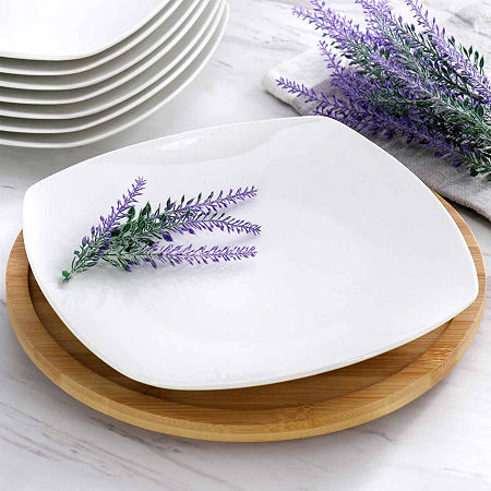 Elama Square Large 12-pc. Stoneware Dinner Plate, One Size, White