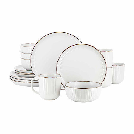 Elama Leo 16-pc. Stoneware Dinnerware Set, One Size, White