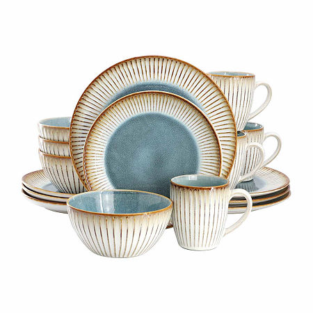 Elama Louann 16-pc. Stoneware Dinnerware Set, One Size, Blue