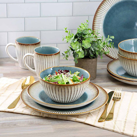 Elama Louann 16-pc. Stoneware Dinnerware Set, One Size, Blue