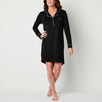 Liz Claiborne Cool and Calm Womens Long Sleeve Nightshirt, Small, Black