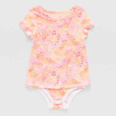 Okie Dokie Toddler Girls Bodysuit Closure Adaptive Round Neck Short Sleeve Bodysuit