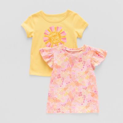 Okie Dokie Toddler & Little Girls Round Neck Short Sleeve Regular Fit 2-pc. Graphic T-Shirt