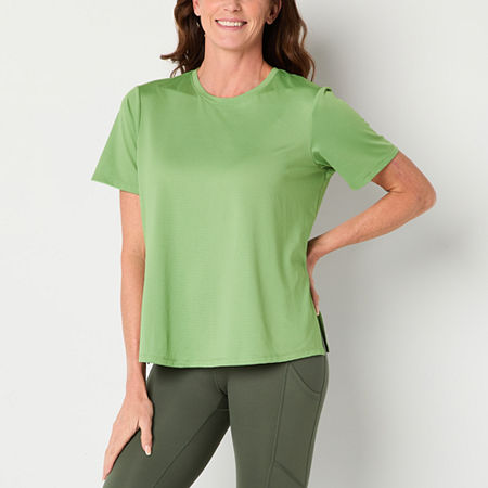 Xersion Womens Mesh Crew Neck Short Sleeve Tunic Top, Xx-large, Green