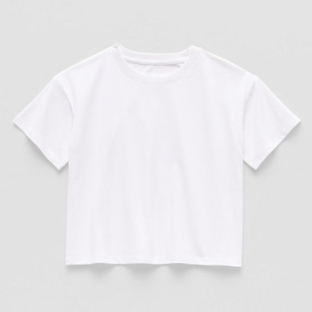 Thereabouts Little & Big Girls Boxy Crew Neck Short Sleeve T-Shirt, X-small (6-6x), White