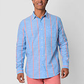 Wrangler Checotah Mens Classic Fit Long Sleeve Striped Button-Down Shirt