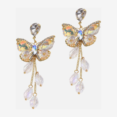 Bijoux Bar Gold Tone Womens Butterfly Drop Earrings