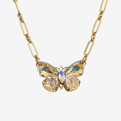 Bijoux Bar Gold Tone Womens Butterfly 18 Inch Pendant Necklace
