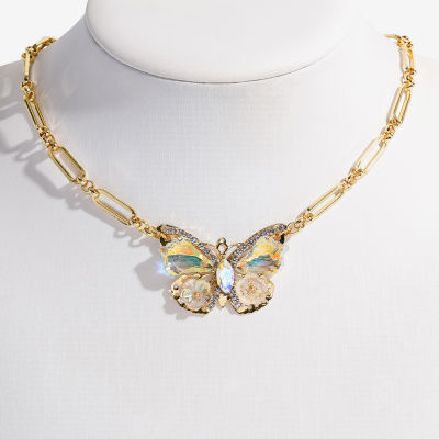 Bijoux Bar Gold Tone Womens Butterfly 18 Inch Pendant Necklace