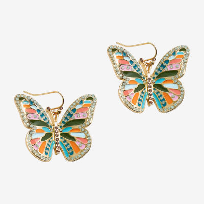 Bijoux Bar Gold Tone Womens Butterfly Drop Earrings