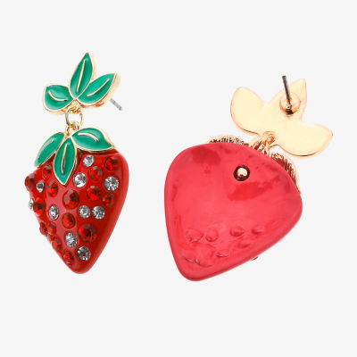 Bijoux Bar Gold Tone Strawberry Womens Drop Earrings