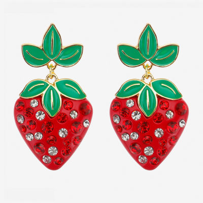 Bijoux Bar Gold Tone Strawberry Womens Drop Earrings