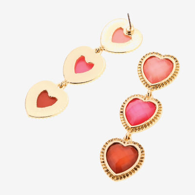 Bijoux Bar Gold Tone Womens Heart Drop Earrings