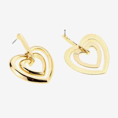 Bijoux Bar Gold Tone Womens Heart Drop Earrings