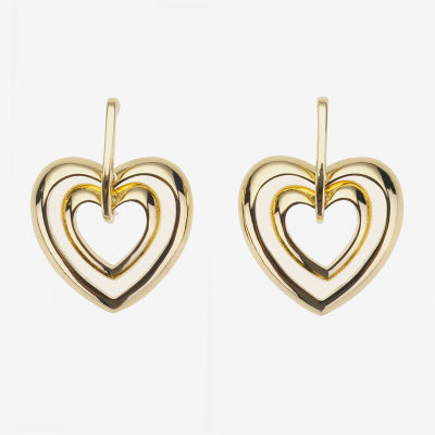 Bijoux Bar Gold Tone Womens Heart Drop Earrings
