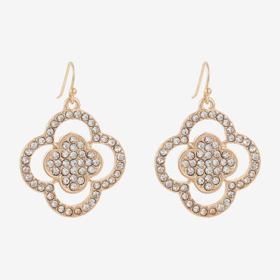 Bold Elements Womens Simulated Glass Clover Drop Earrings