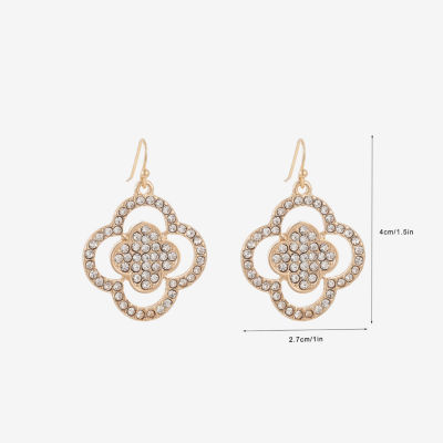 Bold Elements Womens Simulated Glass Clover Drop Earrings