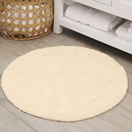 Home Weavers Inc Waterford Round Bath Rug In White