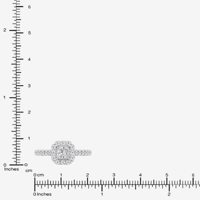 (G / Si1-Si2) Womens 1 CT. T.W. Lab Grown White Diamond 10K White Gold Side Stone Engagement Ring