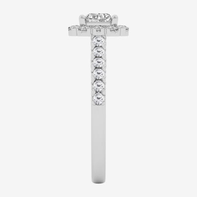 (G / Si1-Si2) Womens 1 CT. T.W. Lab Grown White Diamond 10K White Gold Side Stone Engagement Ring