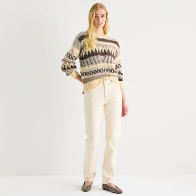 a.n.a Womens Crew Neck Long Sleeve Pullover Sweater