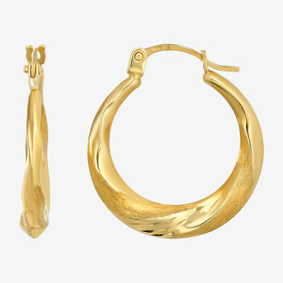 Womens 14K Gold 20mm Round Hoop Earrings
