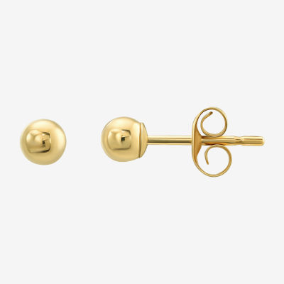 14K Gold 3mm Round Stud Earrings