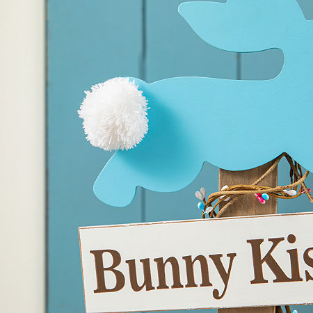 Glitzhome Wooden Bunny And Eggs Decor Easter Porch Sign, One Size, Pink