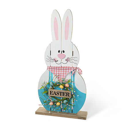 Glitzhome Wooden Bunny Decor Easter Porch Sign, One Size, White