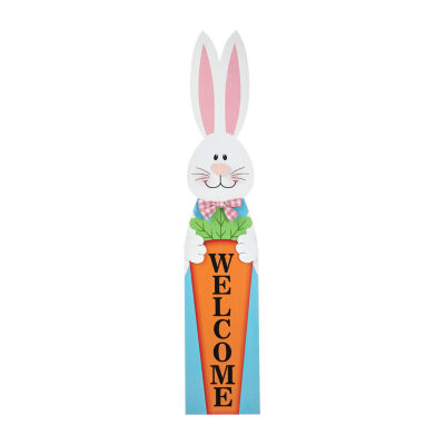 Glitzhome Wooden Bunny Easter Porch Sign, Color White JCPenney