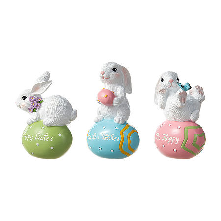 Glitzhome Resin Bunny 3-pc. Easter Tabletop Decor, One Size, White