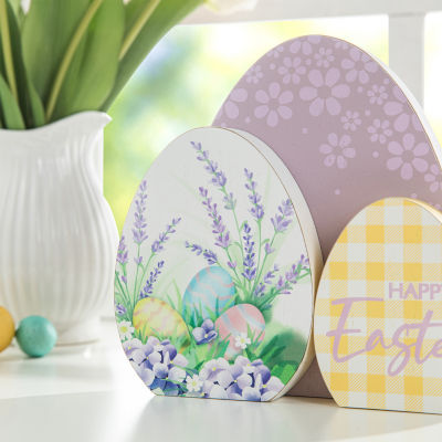 Glitzhome Wooden Eggs Easter Tabletop Decor