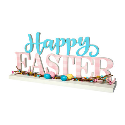 Glitzhome "Wooden ""Happy """ Easter Tabletop Decor