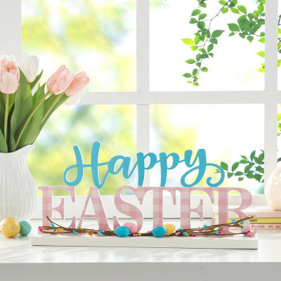 Glitzhome Wooden Happy Easter Tabletop Decor