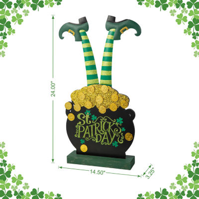 Glitzhome Pot Of Gold  Decor St. Patricks Day Porch Sign