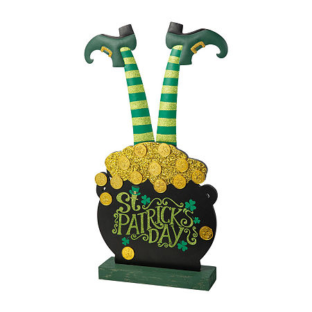 Glitzhome Pot Of Gold Decor St. Patricks Day Porch Sign, One Size, Green