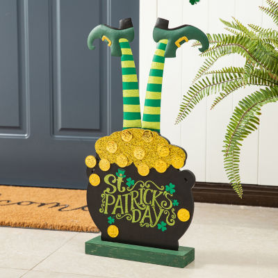 Glitzhome Pot Of Gold  Decor St. Patricks Day Porch Sign