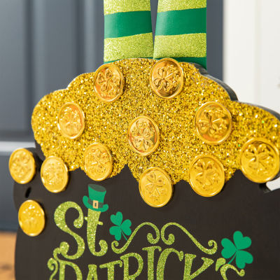 Glitzhome Pot Of Gold  Decor St. Patricks Day Porch Sign