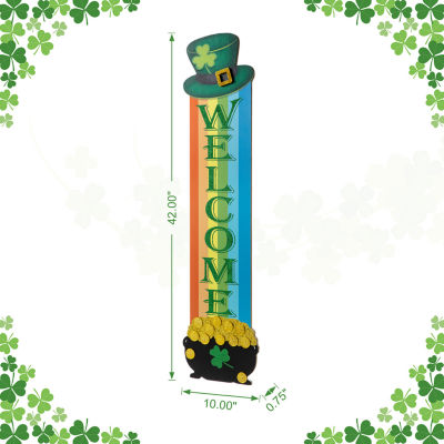 Glitzhome Rainbow  Decor St. Patricks Day Porch Sign