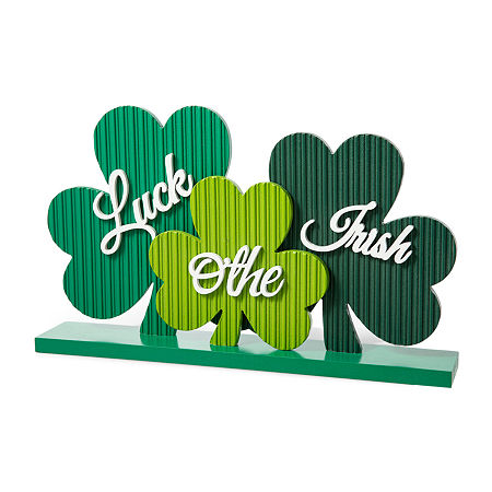 Glitzhome Shamrocks St. Patricks Day Tabletop Decor, One Size, Green