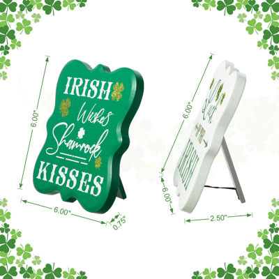 Glitzhome Wooden St. Patricks Day Tabletop Decor